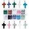 40 Piece Cross Charms for Jewelry Making, Bracelets, with Bail, Storage Case, Natural Gemstone Pendants for Necklaces, DIY Crafts, Keychains (10 Colors)